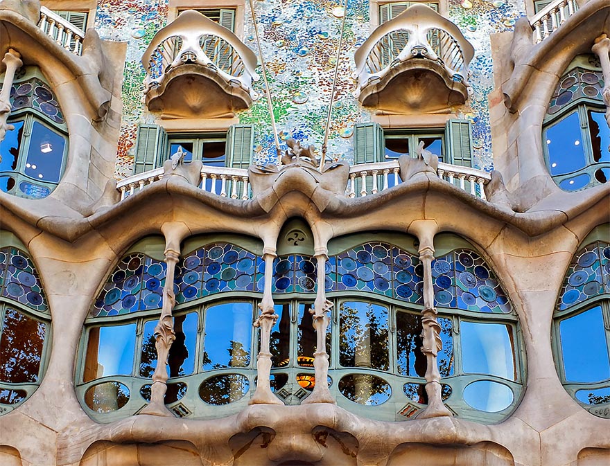 Balconies at the façade of Casa Batlló